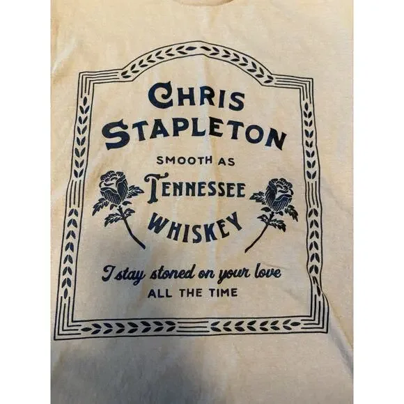 Chris Stapleton Tennessee Whiskey Small Womens Tan Graphic Logo Tshirt - Picture 2 of 4